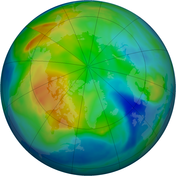 Arctic ozone map for 27 November 2007